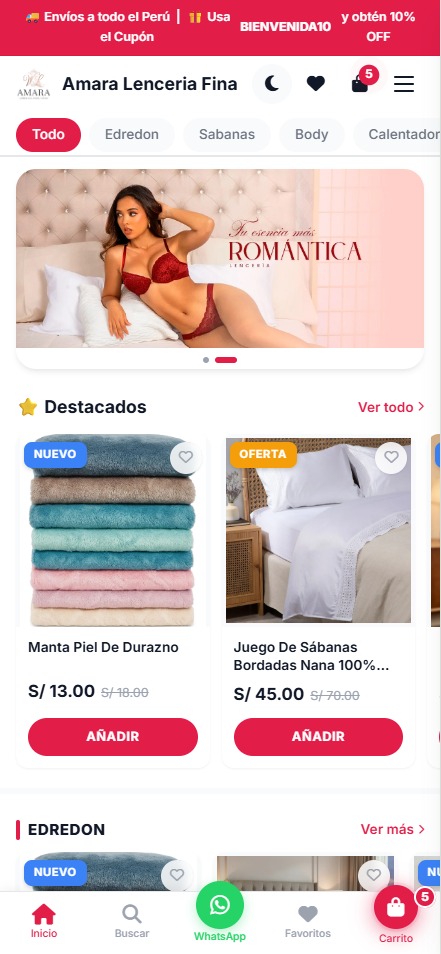 Catálogo Móvil PWA Amara Lencería
